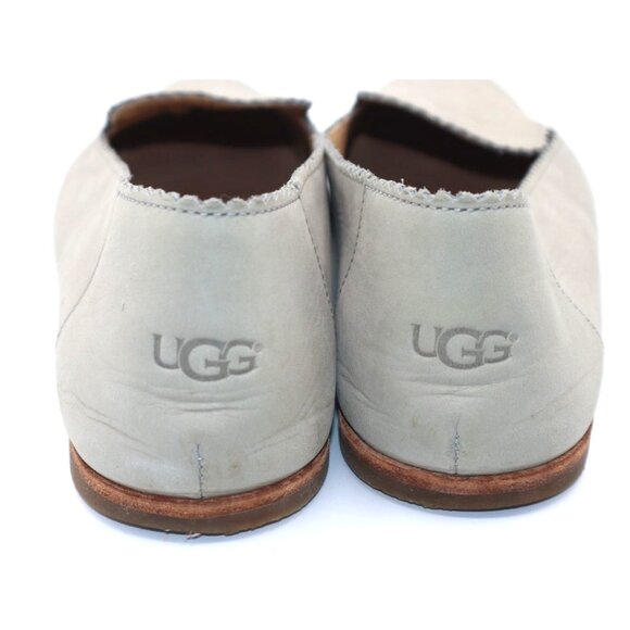 Ugg Leather Slip-On Flats Women Size 9.5 Beige Scalloped Edge Casual Shoes - Picture 2 of 6